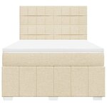 vidaXL Sommier à lattes de lit avec matelas Crème 140x190 cm Tissu