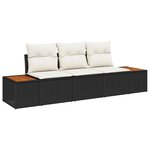vidaXL Ensemble de canapé de jardin avec coussin 3 Pièces Noir et crème