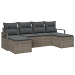 Ensemble de Canapé de Jardin vidaXL 6 Pièces avec Coussins Gris en Poly Rattan
