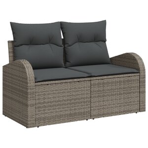 vidaXL Canapé de jardin 2 places avec coussins gris en Poly Rattan