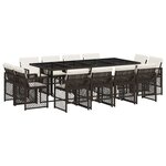 vidaXL Ensemble à manger de jardin avec coussins 13 Pièces marron rotin