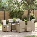 Ensemble salle à manger jardin 7 pièces beige en rotin vidaXL