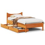 vidaXL Cadre de lit avec tiroirs cire marron 90x190 cm bois pin massif