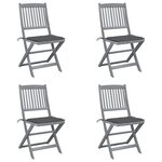 vidaXL Chaises pliables d'extérieur lot de 4 et coussins Bois d'acacia