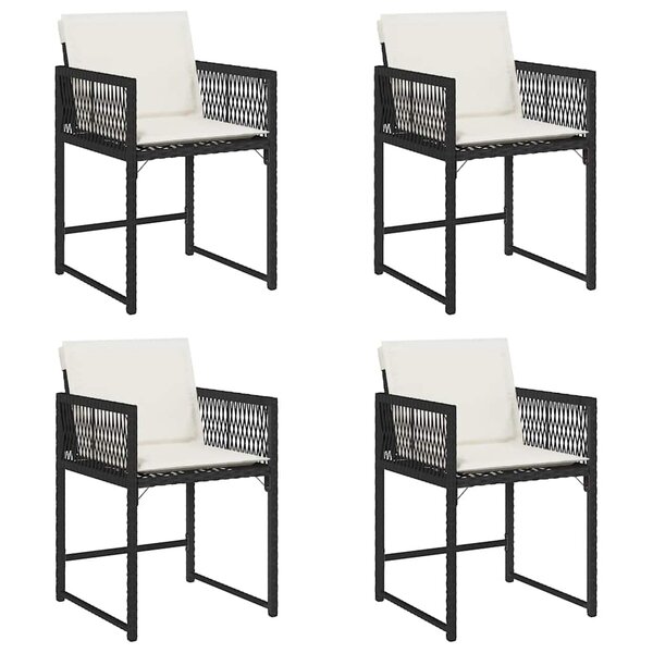 vidaXL Chaises de jardin lot de 4 avec coussins noir résine tressée