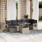 vidaXL Salon de jardin 8 Pièces avec coussins gris clair résine tressée