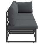 vidaXL Mobilier de jardin avec coussin 3 Pièces Noir Aluminium