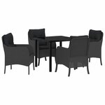 vidaXL Ensemble de salle à manger pour jardin 5 Pièces Noir polyrotin