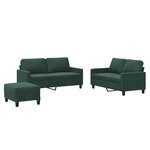 vidaXL Ensemble de canapés 3 Pièces avec coussins Vert foncé Velours