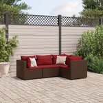 vidaXL Salon de jardin 4 Pièces avec coussins Marron Résine tressée
