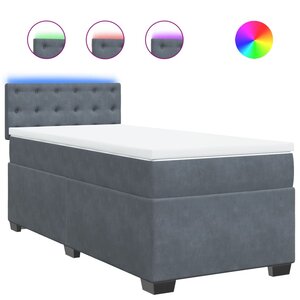 vidaXL Sommier à lattes de lit avec matelas gris foncé 90x190 cm simple velours