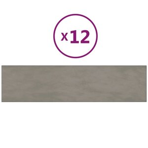 vidaXL Panneaux muraux 12 Pièces Gris clair 60x15 cm Velours 1 08 m²