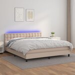 vidaXL Sommier à lattes de lit avec matelas LED Cappuccino 160x200 cm