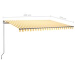 vidaXL Auvent automatique capteur de vent LED 450x350cm Jaune et blanc