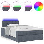 vidaXL Lit ottoman avec matelas et LED gris foncé 90x200cm