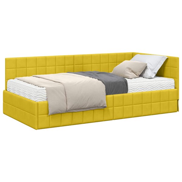 vidaXL Cadre de lit d'angle avec matelas 2 pc Jaune 100 x 200 cm
