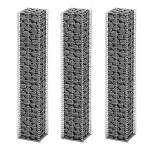 vidaXL Jeu de panier de gabion 3 Pièces Fil galvanisé 25 x 25 x 150 cm