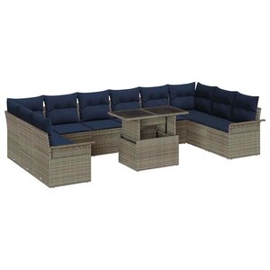vidaXL Ensemble de canapé de jardin 11 Pièces Gris Poly Rattan