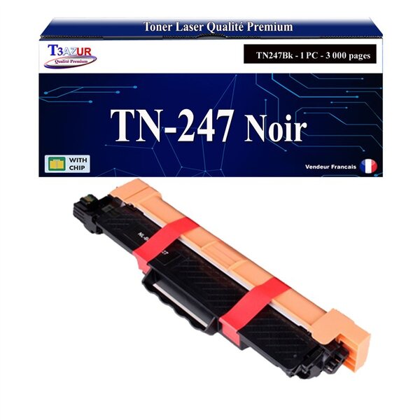 T3AZUR - Toner compatible avec Brother TN247 Noire pour Brother MFC-L3750CDW  MFC-L3770CDW Noire - 3 000 pages - T3AZUR
