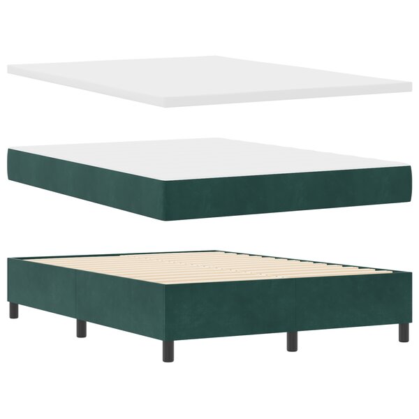 vidaXL Lit box spring avec matelas & banc vert foncé 140x200 cm velours