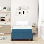 vidaXL Cadre de lit Bleu foncé et blanc 100 x 200 cm Velours