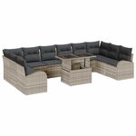 vidaXL Ensemble de canapé de jardin 11 Pièces Gris clair Poly rotin