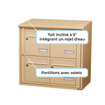 Bloc collectif leabox.com  2x2  grade 3  simple face  Extérieur  fixation murale  Beige RAL 1001 finition brillante
