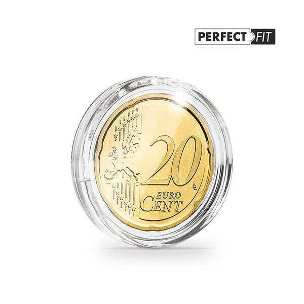 Capsules rondes ULTRA PERFECT FIT pour pièces de 20 cents d'euro. Paquet - 10 capsules