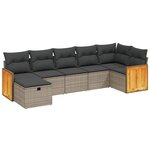 vidaXL Salon de jardin avec coussins 7 Pièces gris résine tressée