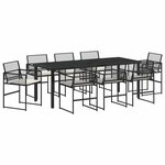 vidaXL Ensemble de salle à manger pour jardin 9 Pièces Noir polyrotin