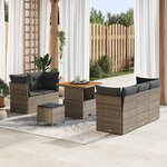 vidaXL Ensemble de canapé de jardin 8 pièces avec coussins gris rotin synthétique acacia
