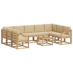 vidaXL Ensemble de canapés d'extérieur 10 pc Blanc et Beige Polyester
