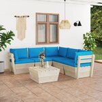 vidaXL Salon de jardin palette 6 Pièces avec coussins bois d'épicéa