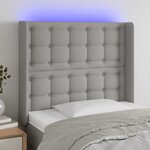 vidaXL Tête de lit à LED Gris clair 93x16x118/128 cm Tissu