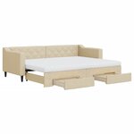 vidaXL Lit de jour avec gigogne et tiroirs crème 80x200 cm tissu