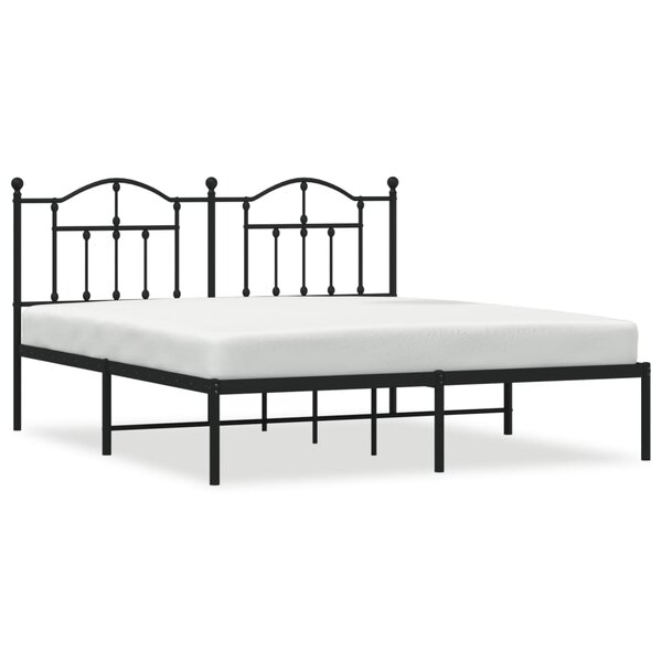 vidaXL Cadre de lit métal sans matelas et tête de lit noir 180x200 cm