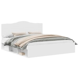 vidaXL Cadre de lit avec tête de lit Blanc 180 x 200 cm Pin massif