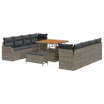 vidaXL Ensemble de 11 pièces de canapé de jardin avec coussins gris en poly rattan