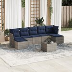 vidaXL Salon de jardin 8 Pièces avec coussins gris résine tressée