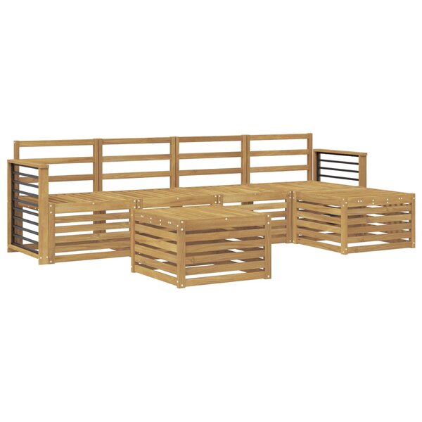 vidaXL Ensemble de canapés d'extérieur 6 pc Blanc Bois d'Acacia Massif