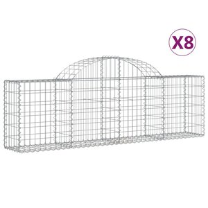 vidaXL Paniers à gabions arqués 8 Pièces 200x30x60/80 cm Fer galvanisé