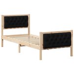 vidaXL Cadre de lit avec tête de lit Noir 80 x 200 cm Pin massif