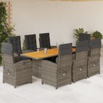 vidaXL Ensemble à manger de jardin 9 Pièces coussins gris résine tressée
