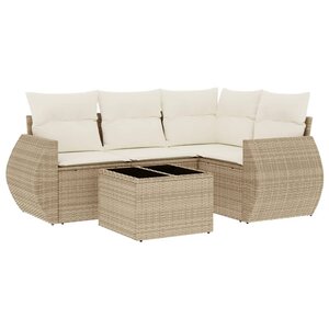 vidaXL Salon de jardin avec coussins 5 Pièces beige résine tressée