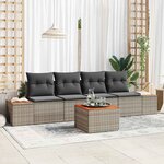 vidaXL Ensemble de canapé de jardin avec coussin 5 Pièces Gris Poly rotin