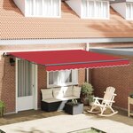vidaXL Auvent Rétractable Rouge 400 × 300 cm Polyester et Acier