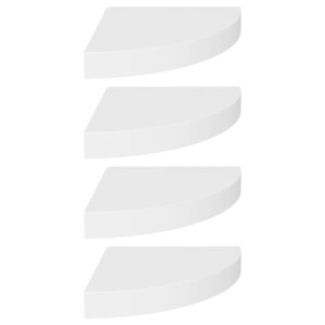 vidaXL Étagères d'angle flottantes 4 Pièces blanc 25x25x3 8 cm MDF