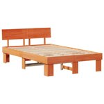 vidaXL Cadre de lit avec tête de lit Brun cire 120 x 200 cm Pin massif