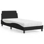 vidaXL Lit avec matelas noir 80x200 cm tissu