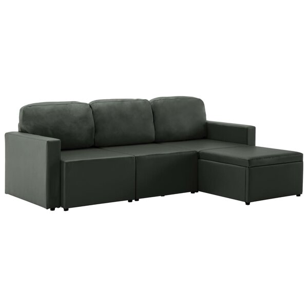 vidaXL Canapé-lit modulaire 3 places Gris Similicuir